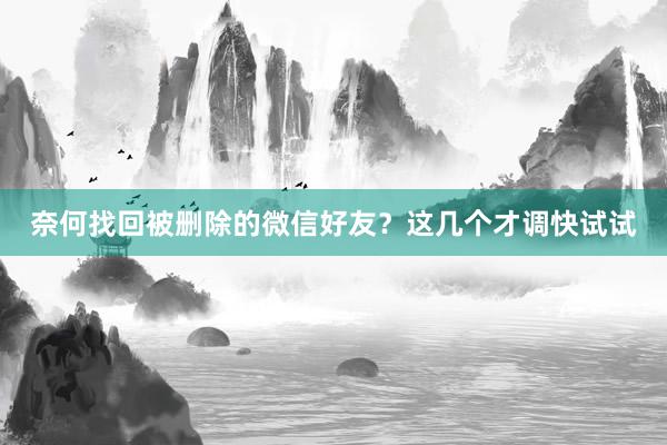 奈何找回被删除的微信好友？这几个才调快试试